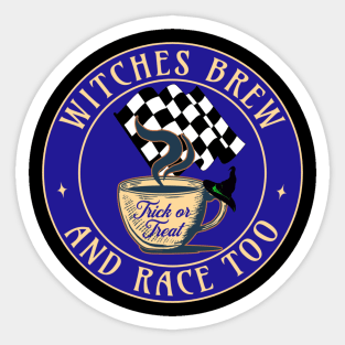 Witches Brew And Race Too Trick Or Treat Halloween Sticker